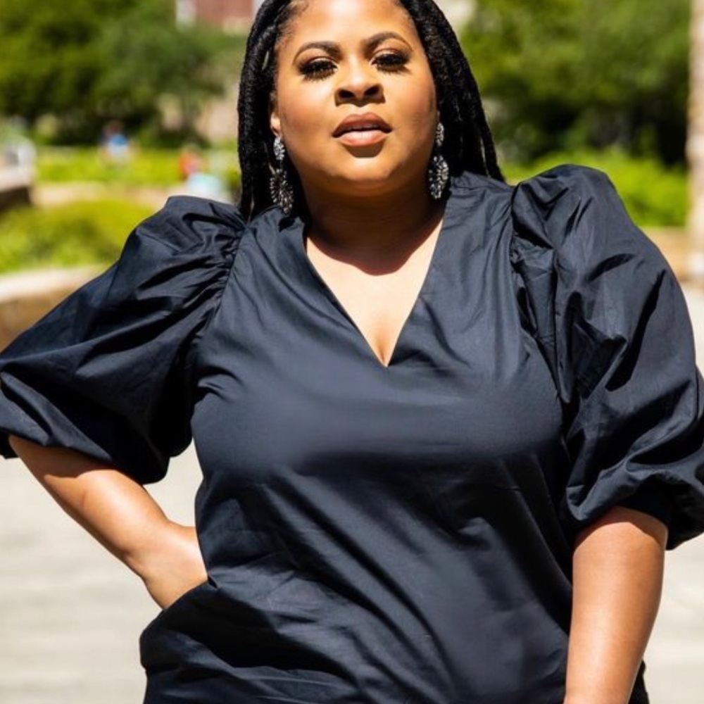 Black long dress with puffy sleeves only worn once!